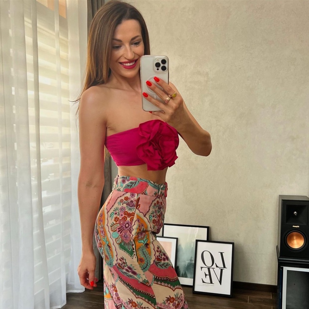 Zara Multicolored Floral Printed Wide Leg Pants - Picture 11 of 16